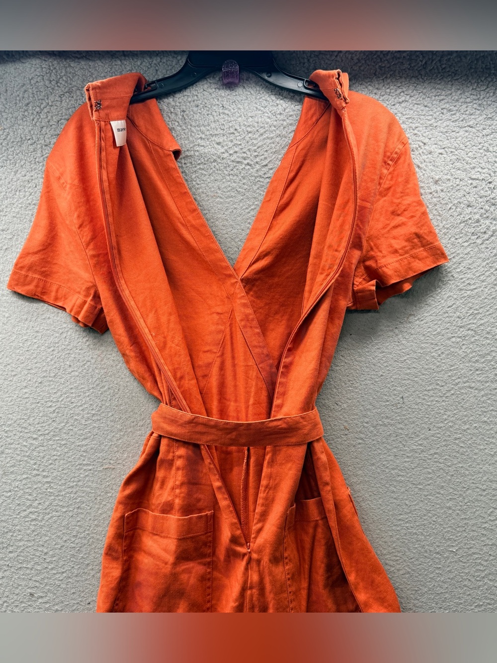 Anthropologie Maeve Colette Wide Leg One Piece Jumpsuit Orange Belted Women’s 16 - Picture 15 of 15